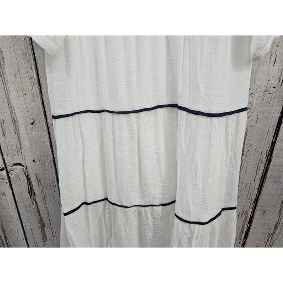 FIGUEROA FLOWER White Embroidered Tiered Dress Boho Festival Cottagecore Medium - Picture 5 of 12